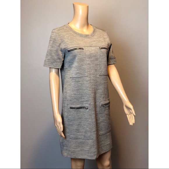 J crew grey pocket zip wool short sleeve dress - Picture 4 of 8